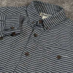 Duluth Trading Button Up Shirt Men's M Blue Untucked Free Swingin Relaxed Fit